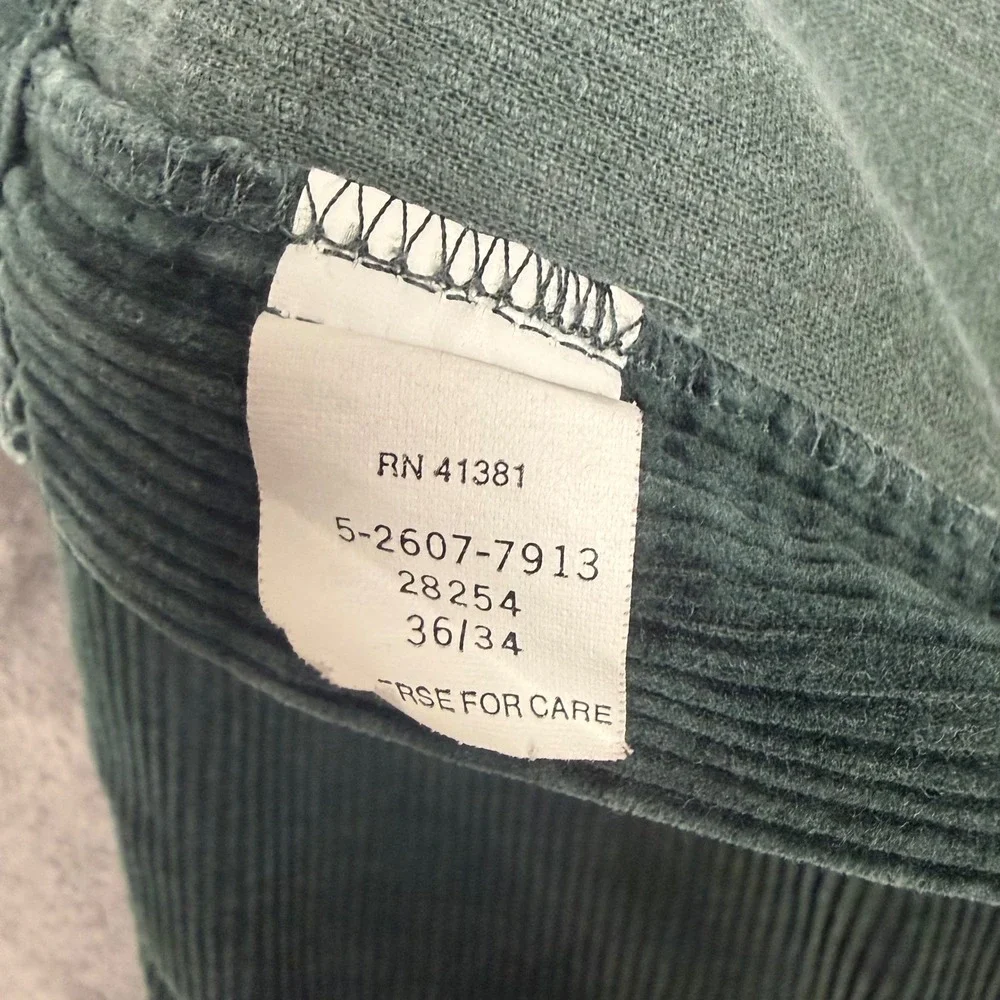 Vintage Polo Ralph Lauren Pants Mens 34 Green Polo Cords Pleated Corduroy 34x32 - Picture 7 of 9